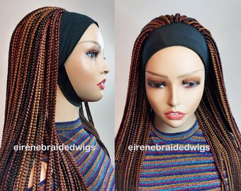 Ready to Ship braided headband wig for black women, ponytail wig, hair loss alopecia hat wig, changeable hairband, natural hair glueless wig