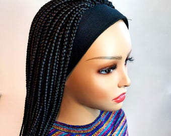 Parrucche intrecciate per donne di colore, parrucca con fascia intrecciata: adatta a chi soffre di alopecia, fascia intercambiabile