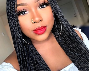 Braided Wigs For Black Women Handmade Braided Wig: Kanekalon Conrow Braids, Lace Front Wig
