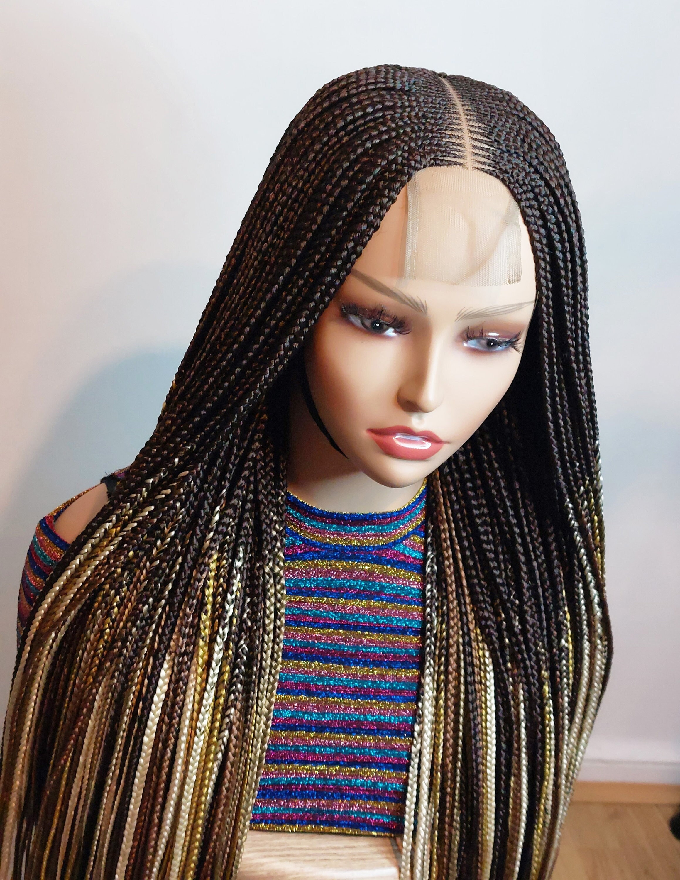 Braided Wig for Black Women, Fulani Conrow Braids Wig, Ghana Weaving