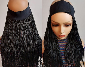 Parrucche intrecciate per donne di colore, parrucca intrecciata fatta a mano: fascia per trecce da acconciatura raccolta, adatta a chi soffre di alopecia.