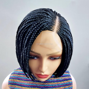 Pelucas trenzadas para mujeres negras. Peluca trenzada bob: peluca ligera con encaje frontal para mujeres negras.