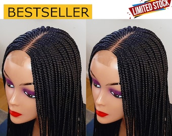 Braided Wigs For Black Women, Conrow weave human hair lace front box braids, wig for women, short bob hair, best wig, african braids wig