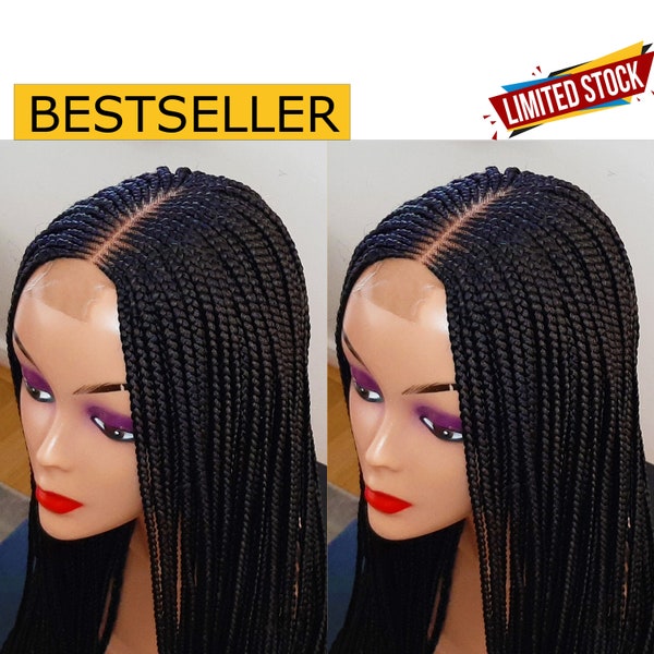 Braided Wigs For Black Women, Conrow weave human hair lace front box braids, wig for women, short bob hair, best wig, african braids wig