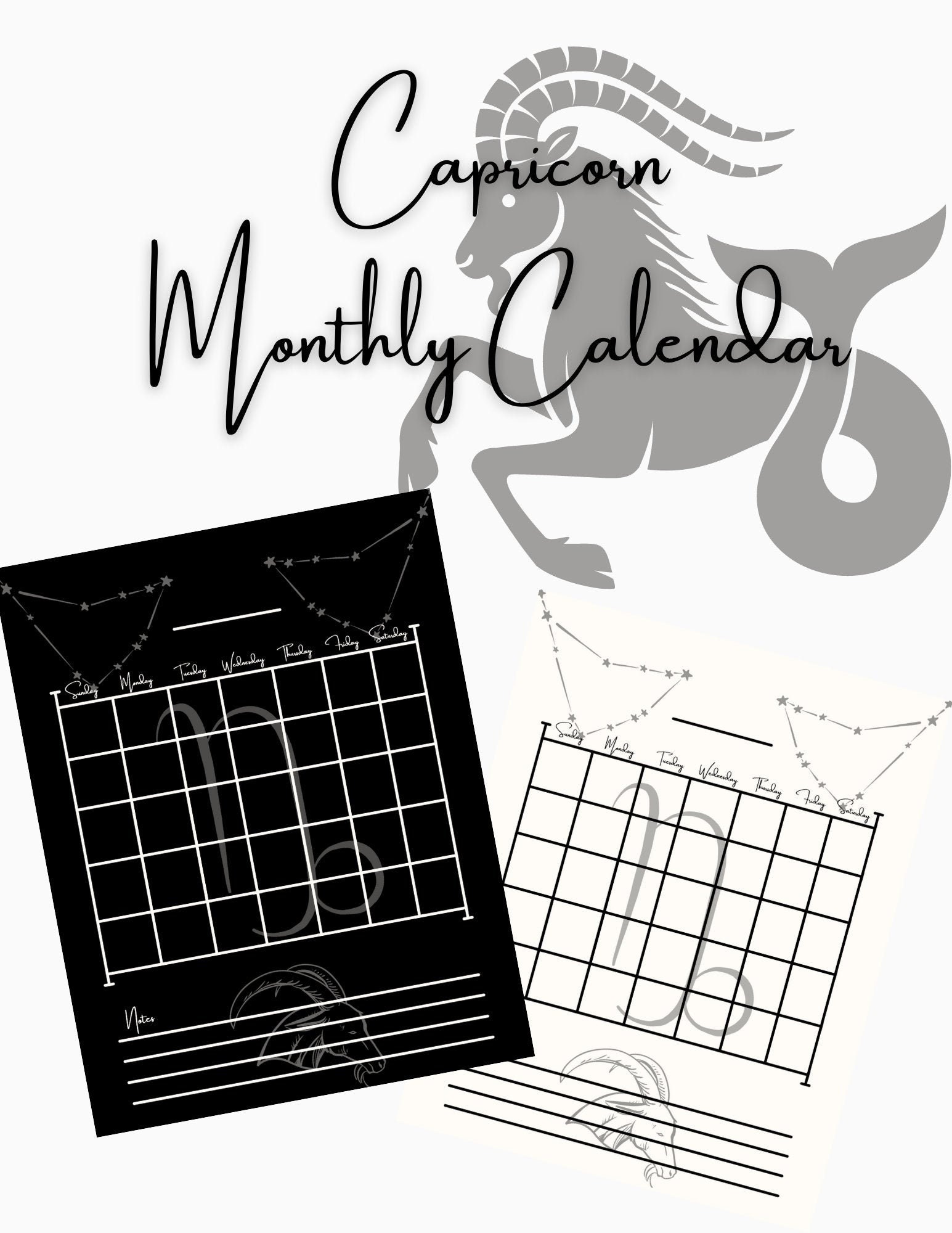 Capricorn Monthly Calendar Etsy