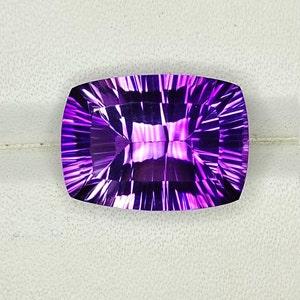 Concave Cut Amethyst Gemstone, Cushion Shape 19x14mm