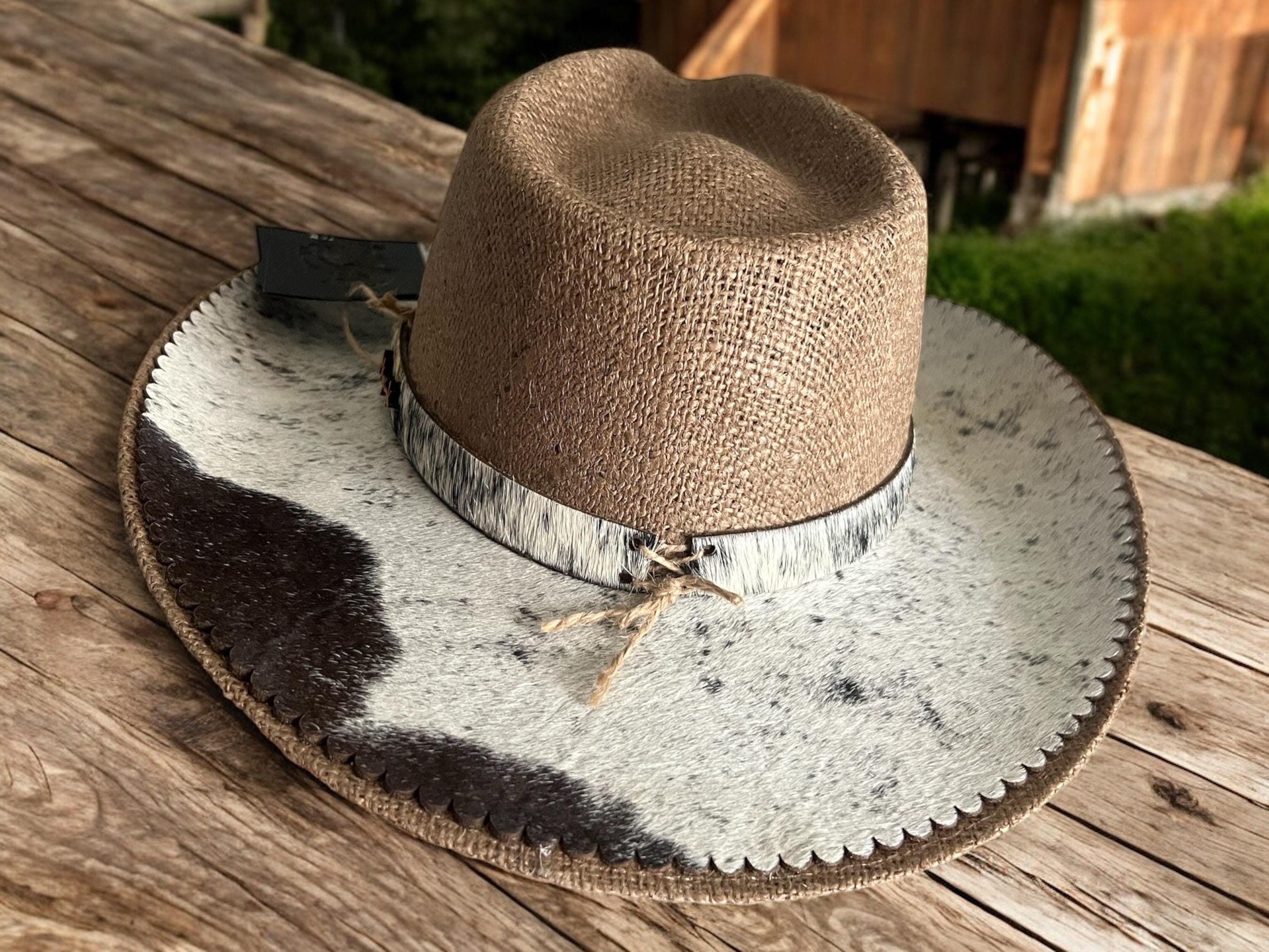 Hat, Handmade in jute and hair cow, size M Handmade Jute Hat / Brim Lined With Cow Hair / M and L  main image 2