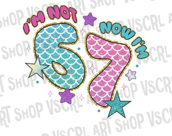 SVG e PNG engraçados de aniversário de seis e sete anos, meme de aniversário de 7 anos em PNG, camiseta de aniversário, download digital engraçado de aniversário