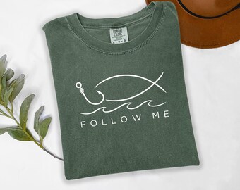 Follow Me Shirt, Christian T-Shirt, Faith Based Comfort Colors Tee, Inspirational Religious Gift, Mom Christmas Gift