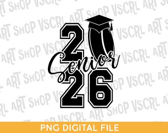 Hockey Senior 2026 SVG PNG: Design della maglietta di laurea (download digitale)