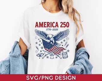 America 250th Anniversary PNG, Patriotic Celebration Shirt Design (Digital Download)