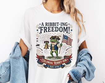 USA 250th Anniversary Frog Shirt, Patriotic Colonial Ribbit-ing Freedom PNG (Digital Download)