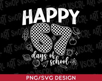 Sobrevivi a 67 dias de aula PNG, Camiseta com meme do número 67, Download digital xadrez do número 67, SVG para professor e aluno