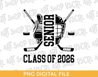 Hockey Senior 2026 SVG PNG: Design della maglietta di laurea (download digitale)