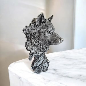 Vintage-Stil Wolf Kopf Skulptur - künstlerische Tischdekoration