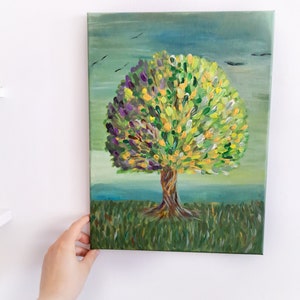 Painting on canvas , Landscape Original Acrylic Oil Painting - Tree of Life