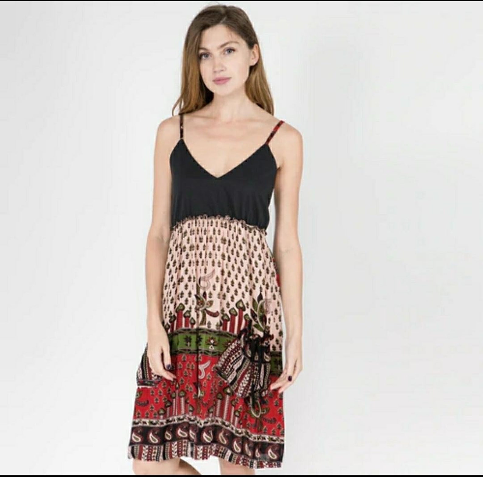 Spaghetti Strap Hand Printed Handmade Summer Dress Etsy UK