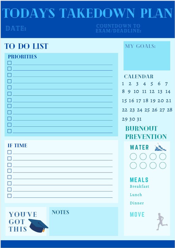 Simple daily planner for students Etsy
