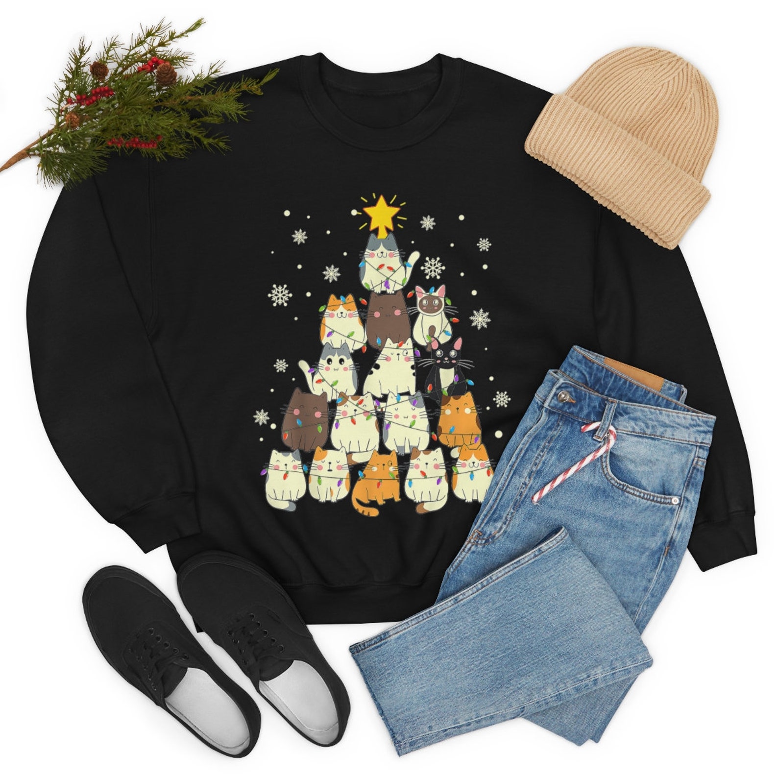 CAT CHRISTMAS SWEATER Cat Christmas Jumper Womens Christmas Etsy UK — free download