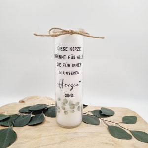 Memorial Candle Eucalyptus Branch - This candle burns for everyone who is forever in our hearts