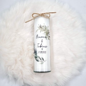Wedding candle - olive branch / eucalyptus - also possible with wedding quote! - Wedding ceremony / Personalized candle