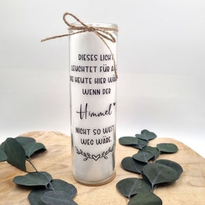 Memorial candle for the deceased including names on the back - with tendril and heart