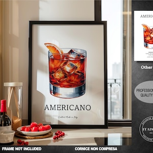 Cóctel AMERICANO imprimir alcohol cartel bebida bebida alcohol Food&Drink Print Retro print - Wall Art Home Decor idea de regalo