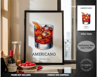 cocktail print AMERICAN poster alcohol drink beverage alcohol Food&DrinK Print Retro Print - Wall Art Home Decor gift idea