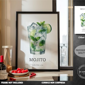 MOJITO cóctel impresión alcohol cartel bebida bebida alcohol Food&Drink Print Retro print - Wall Art Home Decor idea de regalo