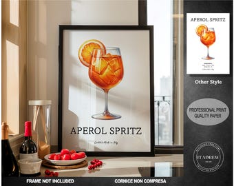 cocktail print APEROL SPRITZ poster alcohol drink beverage alcohol Food&DrinK Print Retro Print - Wall Art Home Decor gift idea