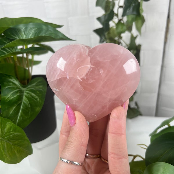 Large Rose Quartz Heart Carving