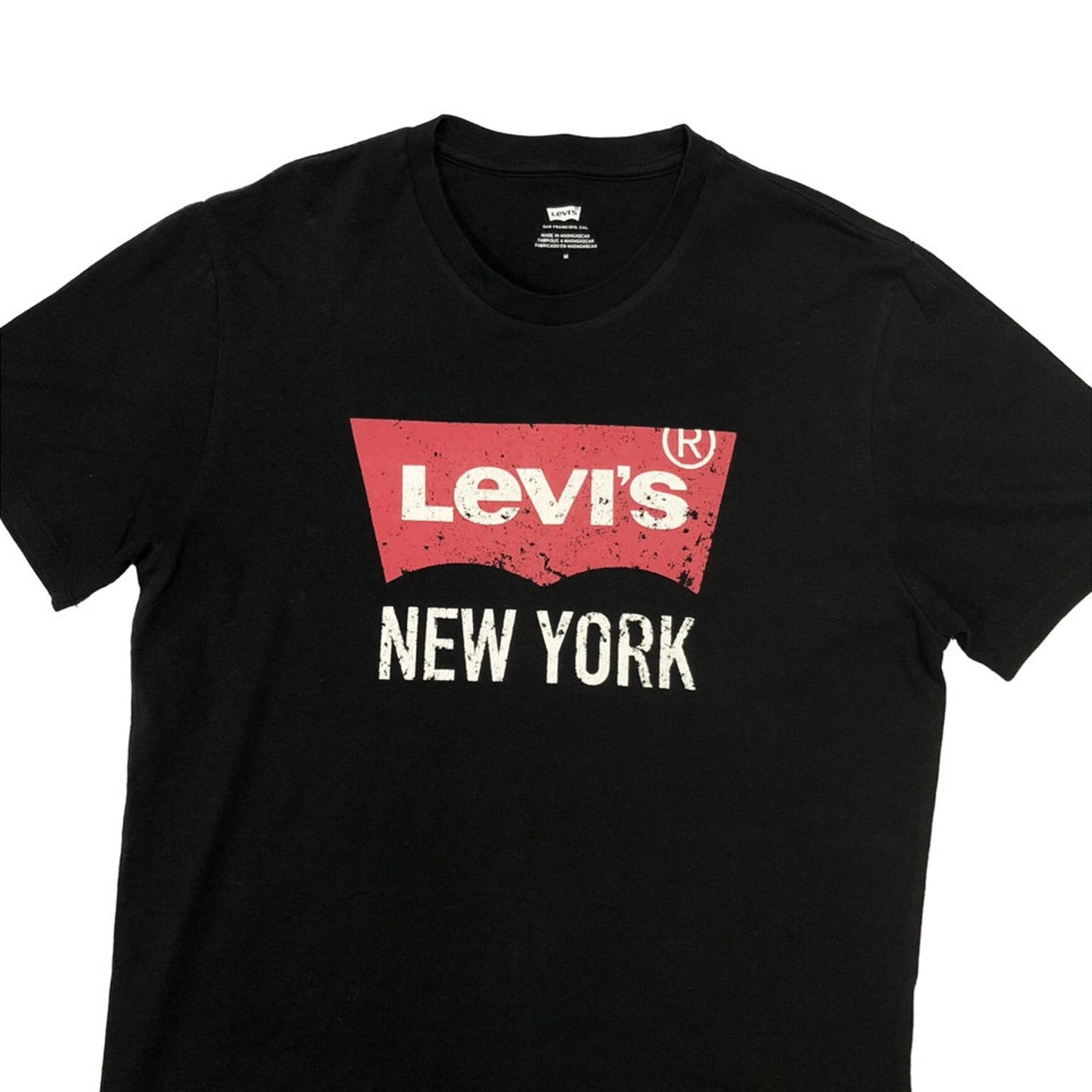 Vintage Levis New York Graphic Print Crew Neck Noir T Taille Etsy