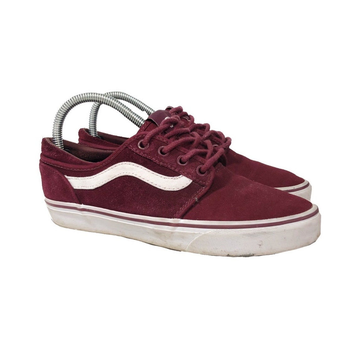 Retro Vans Old Skool Burgundy and White Trainers Size UK 5 | Etsy