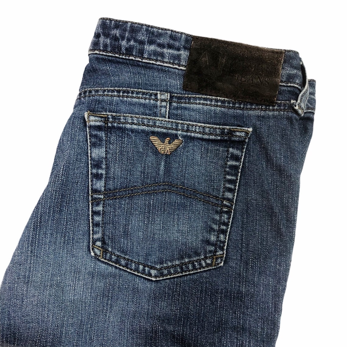 Vintage Armani Jeans Medium Dark Denim Blue Straight Fit Denim Etsy