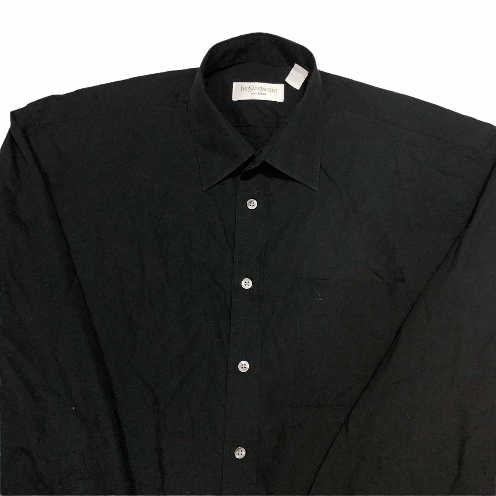 Vintage Yves Saint Laurent Black Button Up Longsleeve Shirt | Etsy