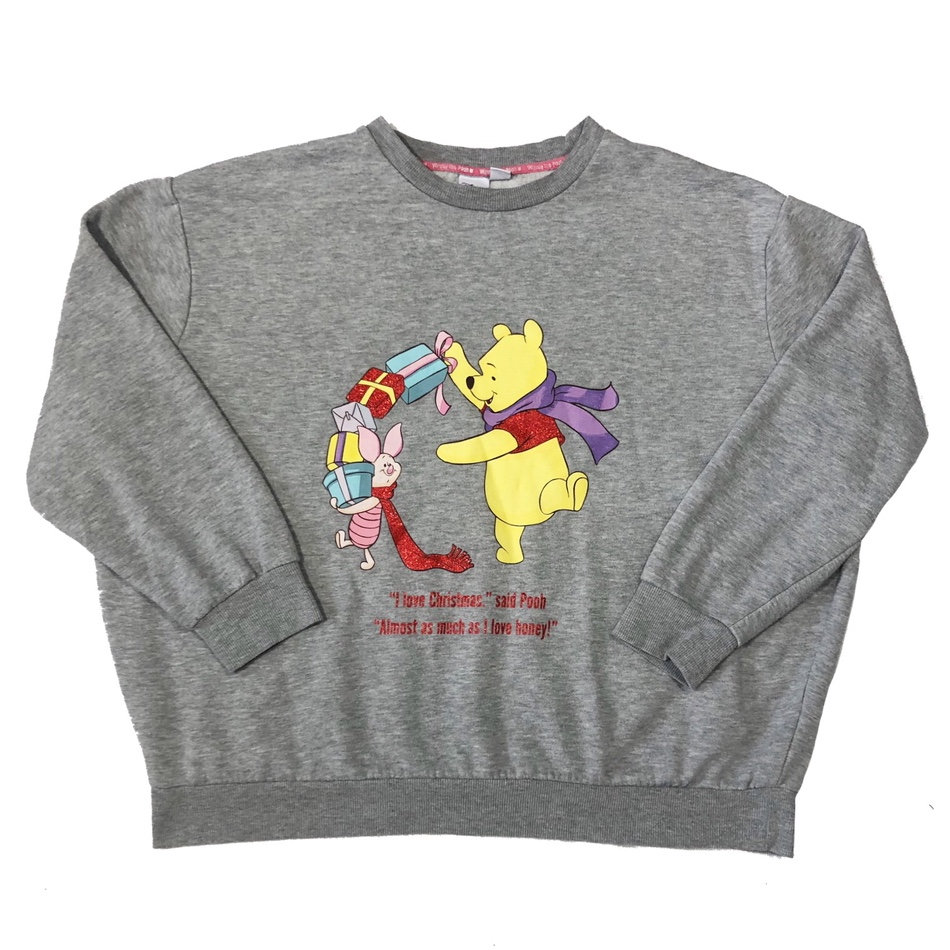 Disney Winnie the Pooh Marl Grey Crew Neck Graphic Jumper Size Etsy