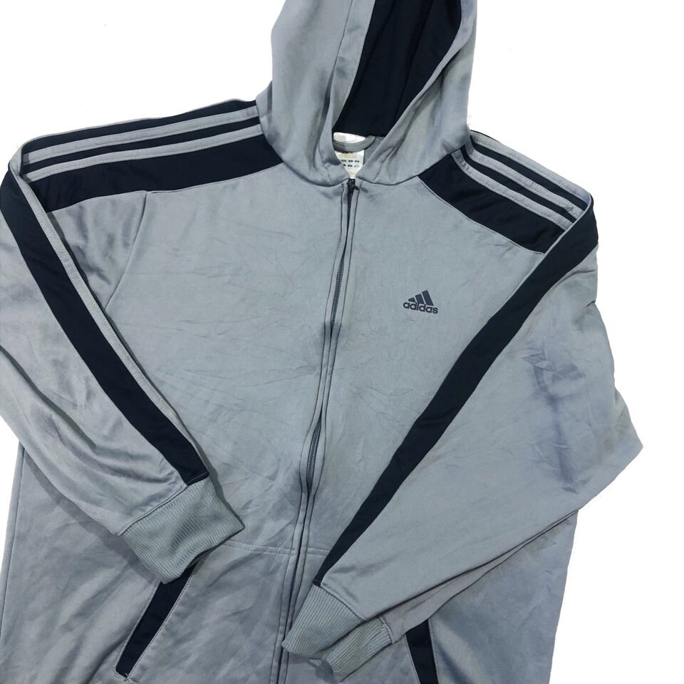 Vintage Adidas Grey and Navy Full Zip Hooded Track Jacket Size | Etsy