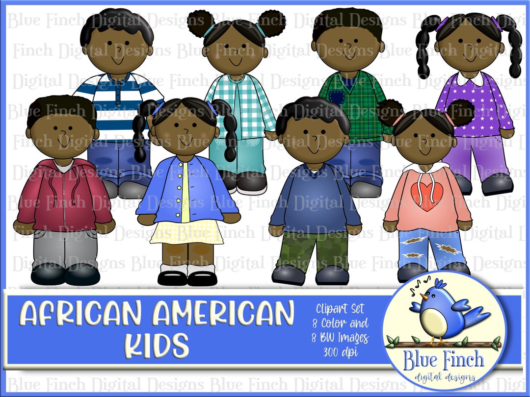African American Kids Clipart Set Etsy