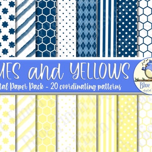Blues and Yellows Digital Paper Set