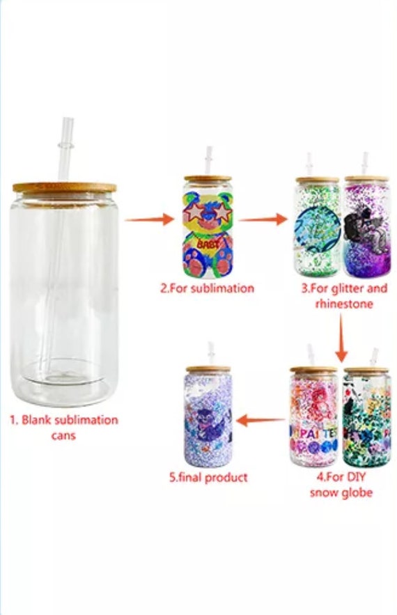 Glass Snow Globe Sublimation Tumbler w/Lid & Straw, Pre-drilled