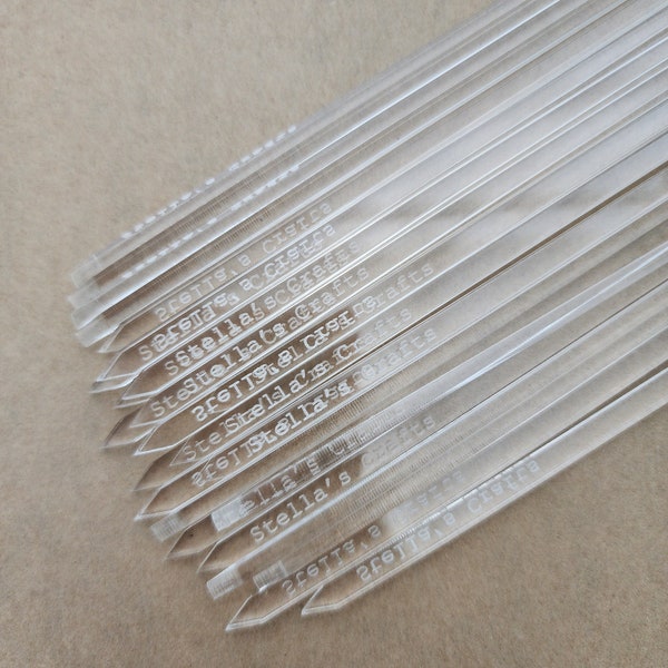 Clear Acrylic Cake Topper Sticks | Customized Cake Topper sticks | Sets of 25 | 6" and 8" length