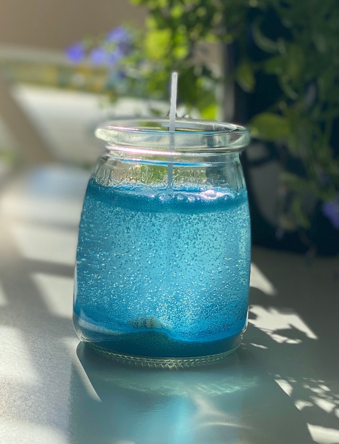 Under the sea candle with glittery sand sea shells and the Etsy