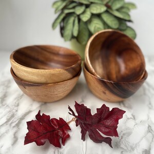 Set of 4 Handmade Acacia Wood bowls , Artisan made wood bowls