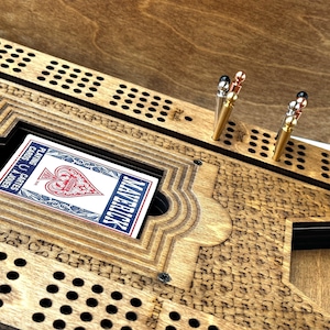 Extra Large Personalized Cribbage Board with Storage & Custom Engraving, 24” X 9.5” wide
