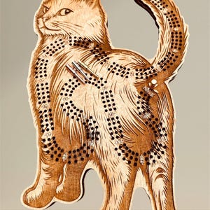 Planche de cribbage en forme de chat Planche de cribbage - Édition 3 joueurs