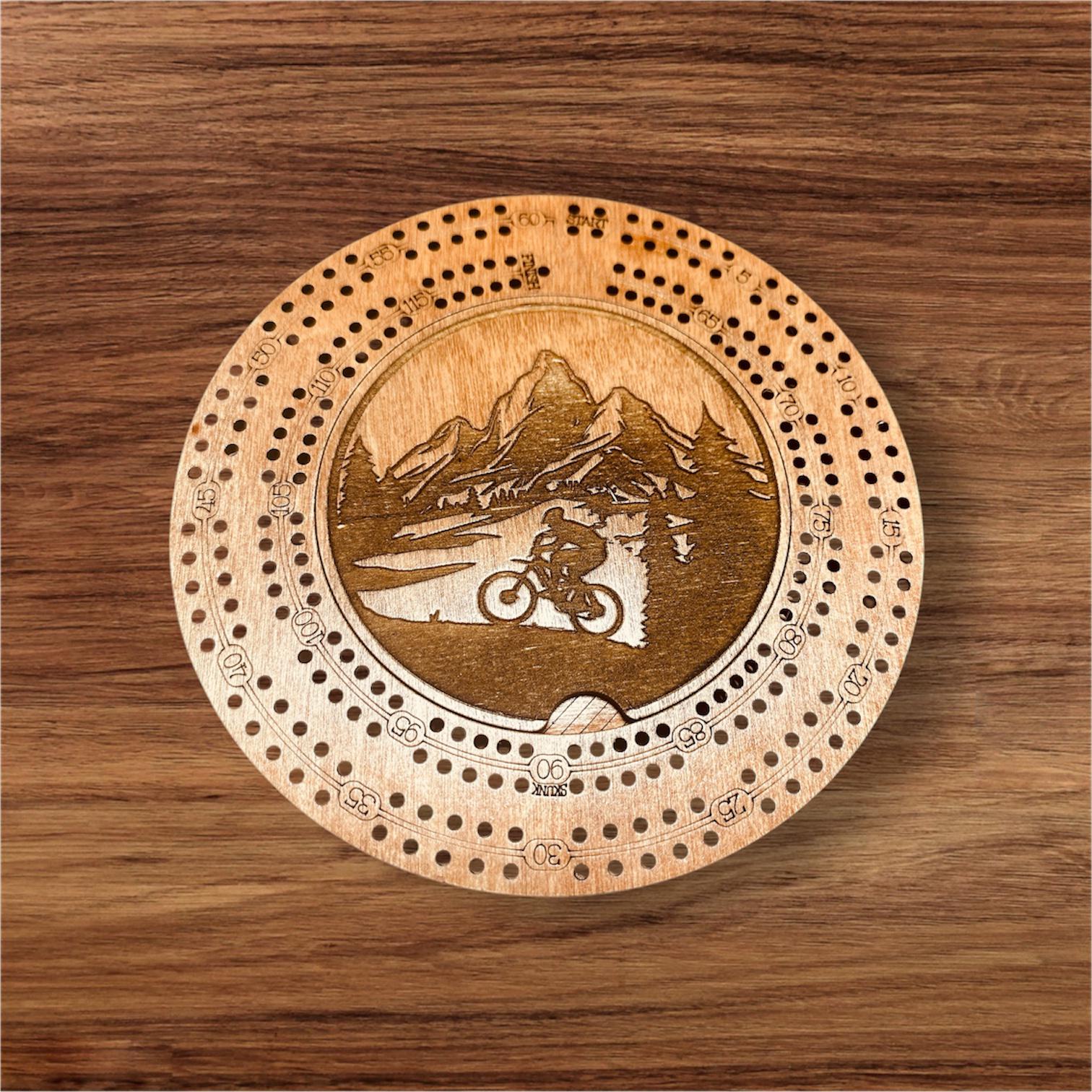 Personalized Mini Round Cribbage Board: 2-Player Travel Game,7.5 in.