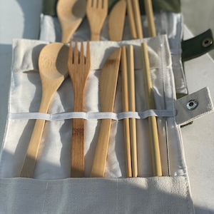 Bamboo cutlery set, reusable cutlery, wooden cutlery, eco friendly