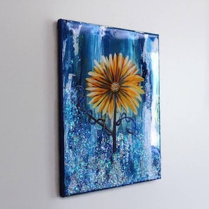 Original Sunflower Painting on 11x14" Stretched Canvas