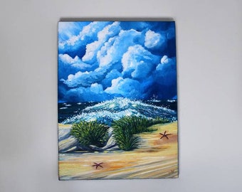 Scenic Sky and Wave Acrylic Painting 18x24"| Landscape Canvas Art Original