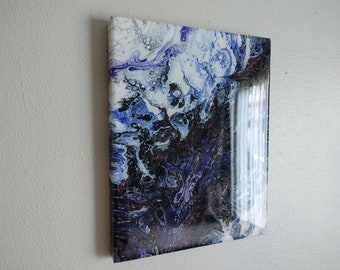 Blue and Black Resin Painting on 8x10 Stretched Canvas